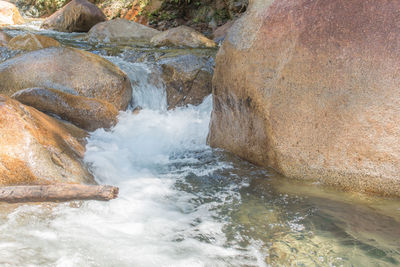 Water flowing through rocks