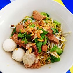 High angle view of meal served in plate