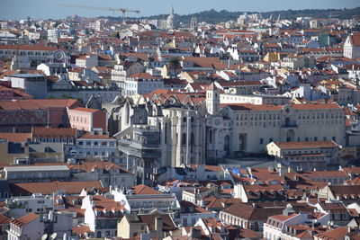 High angle view of buildings in city