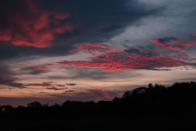 Silhouette trees against sky during sunset