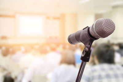 Close-up of microphone in conference