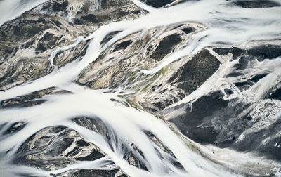 High angle view of snow covered land