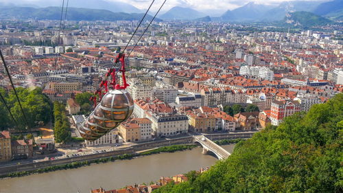 High angle view of buildings in city