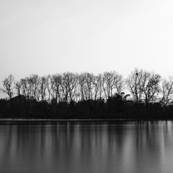 Scenic view of lake against clear sky