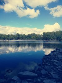 Scenic view of lake against sky