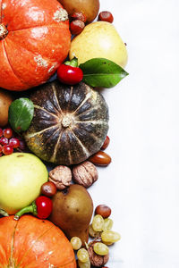 High angle view of apples on table