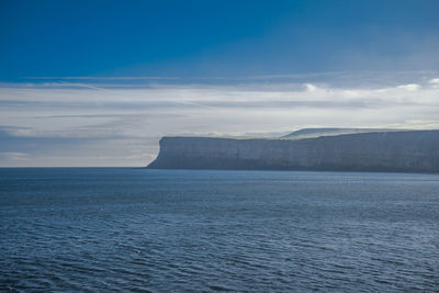 Scenic view of sea against blue sky