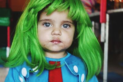 Close-up portrait of cute baby girl