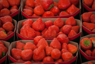 Full frame shot of strawberries in market