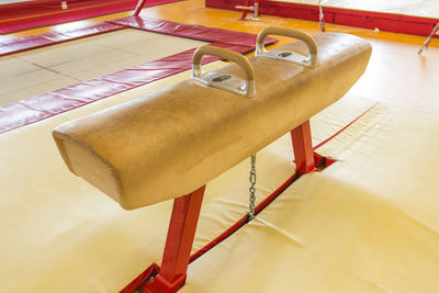 High angle view of pommel horse