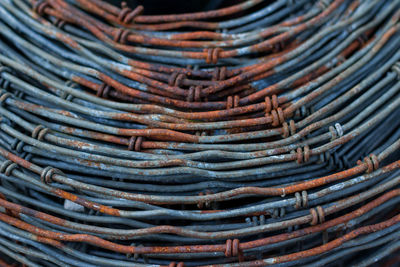 Full frame shot of rusty cable