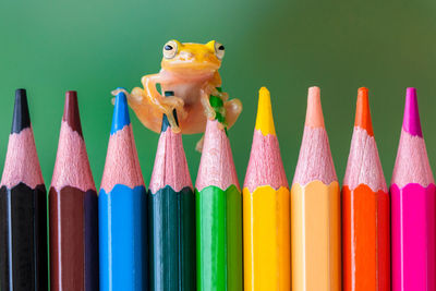 Close-up of multi colored pencils