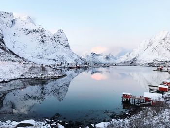 Scenic view of frozen lake against sky