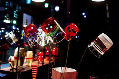 Drinking glasses on table in restaurant