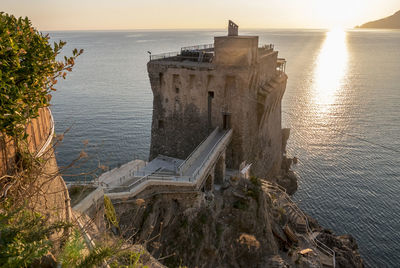 Scenic view of sea during sunset