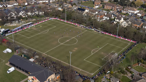 An aerial view of the goldstar ground in felixstowe, suffolk, uk