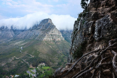 Scenic view of mountains against sky