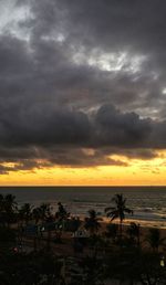 Scenic view of sea against dramatic sky