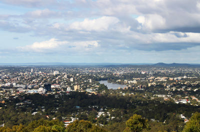 High angle view of townscape against sky