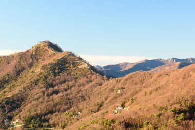 Scenic view of mountains against clear sky