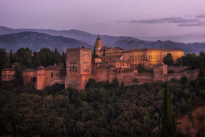 View of castle on mountain against sky