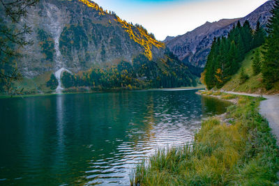 View of lake with mountain in background