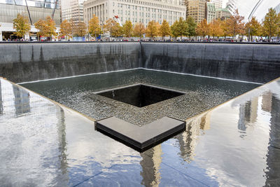 Reflection of bridge in water