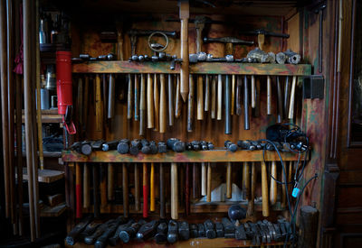 Close-up of tools store