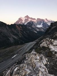 Scenic view of mountains against clear sky