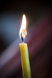 Close-up of illuminated candle