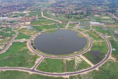 High angle view of agricultural field