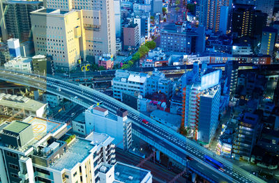 High angle view of traffic on city street