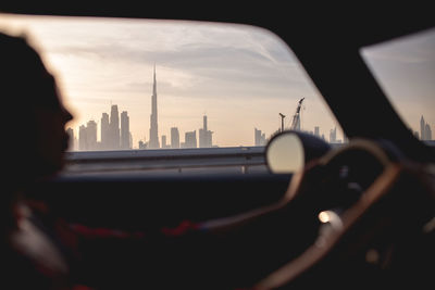 Reflection of buildings in city