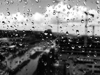 Close-up of water drops on glass