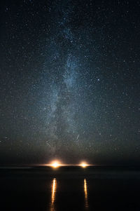 Scenic view of sea against sky at night