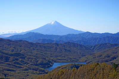 Scenic view of mountains against clear sky