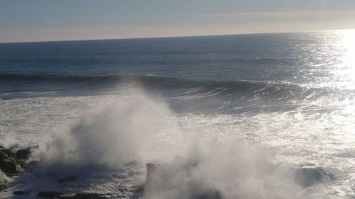 Scenic view of sea against clear sky