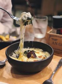 Close-up of food on table