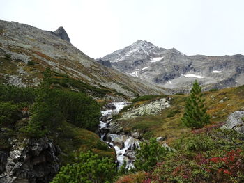 Scenic view of mountains against clear sky