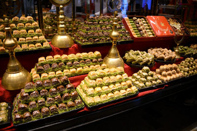 Various fruits for sale at market stall