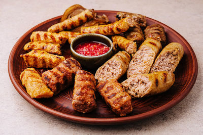 Close-up of food in plate on table