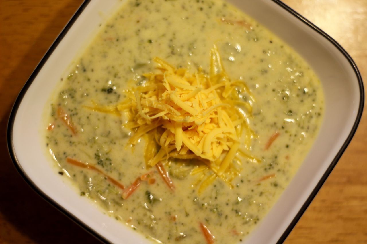 CLOSE-UP OF SOUP IN BOWL ON TABLE