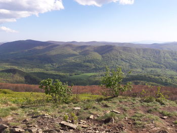 Scenic view of mountains against sky