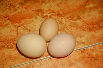 High angle view of breakfast on floor
