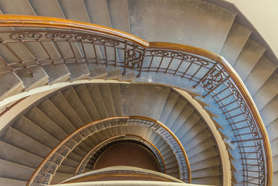 High angle view of spiral staircase in building