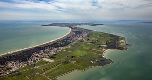 Aerial view of sea against sky