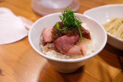 Close-up of food in plate on table