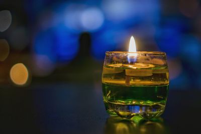 Close-up of illuminated candle