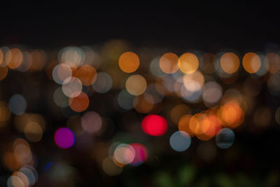 Defocused image of illuminated lights at night