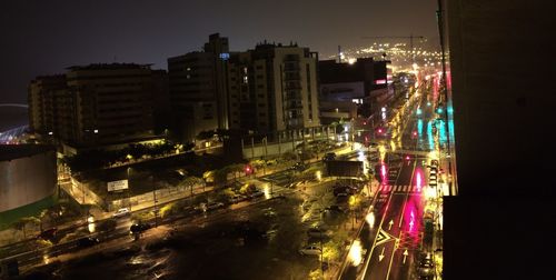 View of city street at night